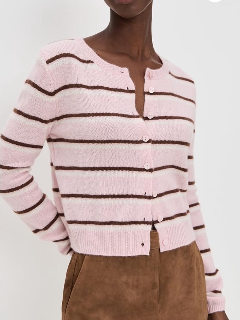 Reformation Clara Cashmere Cardigan Cherry Blossom Stripe Small